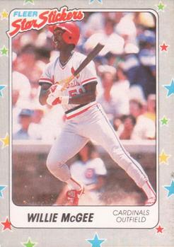 1988 Fleer Sticker Baseball Cards        118     Willie McGee
